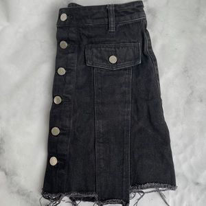 Black denim skirt
